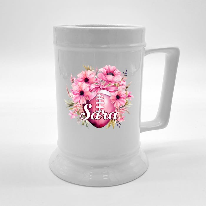 Sara Football Custom Name Gift Front & Back Beer Stein