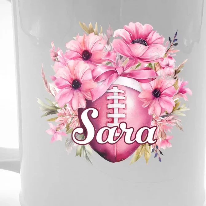 Sara Football Custom Name Gift Front & Back Beer Stein