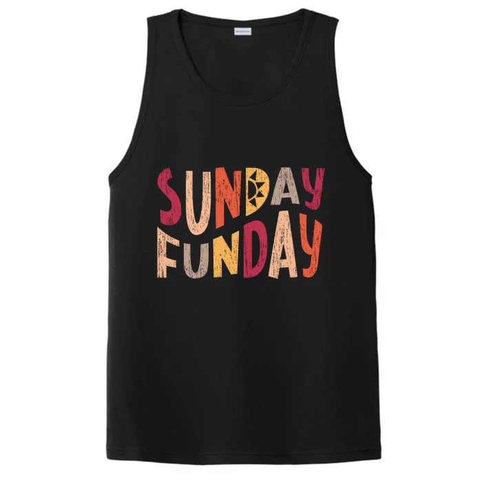 sunday funday football sunday cool typography funny sunday funday Performance Tank