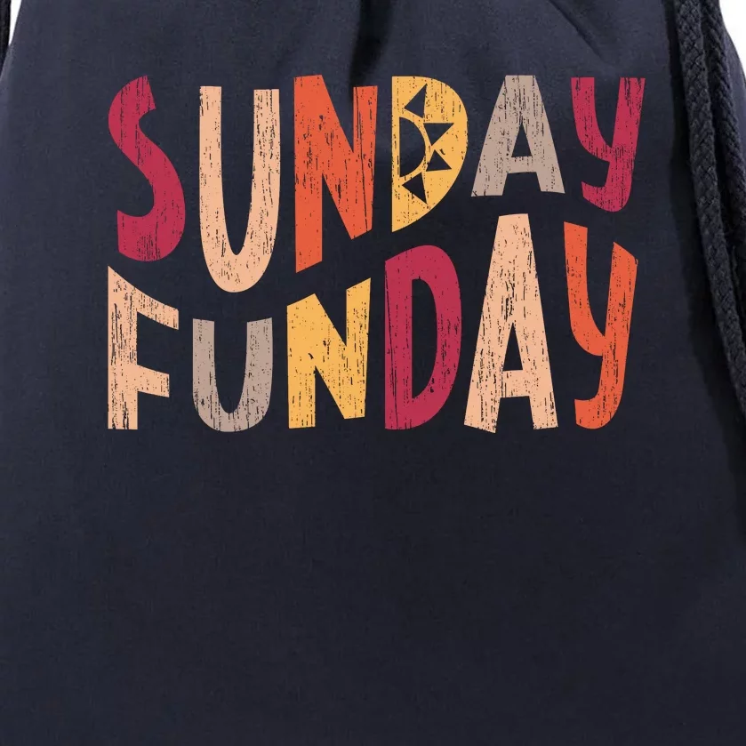 sunday funday football sunday cool typography funny sunday funday Drawstring Bag