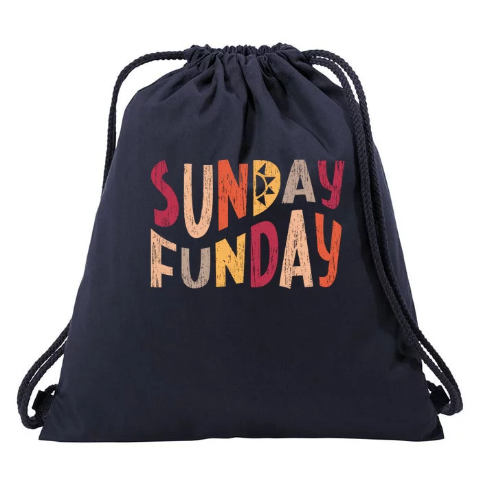 sunday funday football sunday cool typography funny sunday funday Drawstring Bag