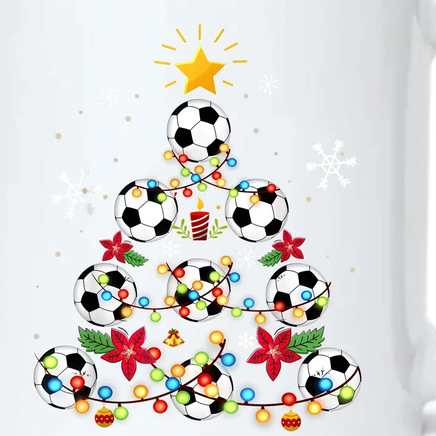 Soccer Football Christmas Tree Holiday Season Black Color Changing Mug