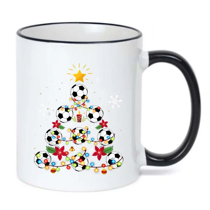 Soccer Football Christmas Tree Holiday Season Black Color Changing Mug