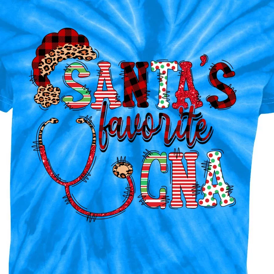 SantaS Favorite Cna Certified Nursing Assistant Nurse Xmas Funny Gift Kids Tie-Dye T-Shirt