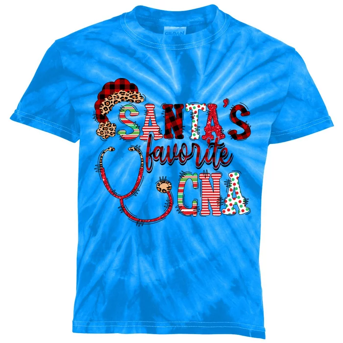 SantaS Favorite Cna Certified Nursing Assistant Nurse Xmas Funny Gift Kids Tie-Dye T-Shirt