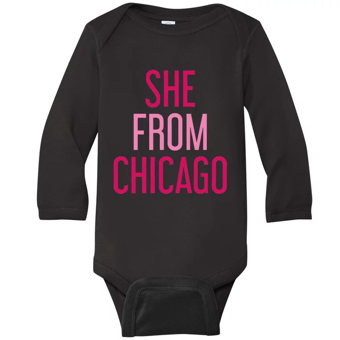 She From Chicago Women Apparel Baby Long Sleeve Bodysuit