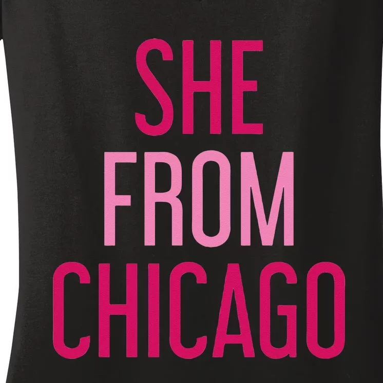 She From Chicago Women Apparel Women's V-Neck T-Shirt