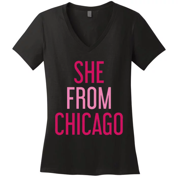 She From Chicago Women Apparel Women's V-Neck T-Shirt