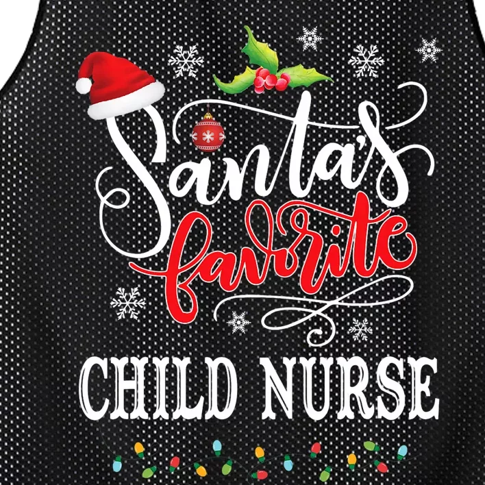 SantaS Favorite Child Nurse Funny Christmas Light Xmas Hat Mesh Reversible Basketball Jersey Tank