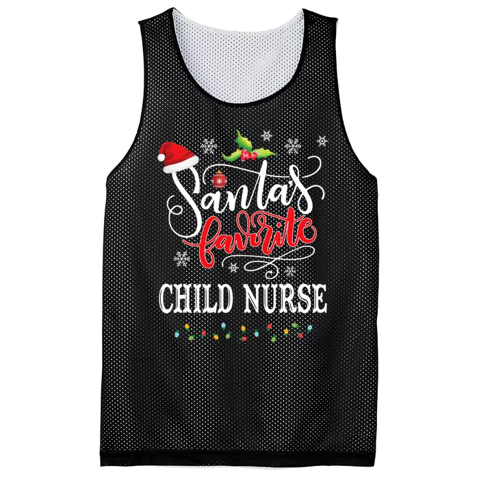 SantaS Favorite Child Nurse Funny Christmas Light Xmas Hat Mesh Reversible Basketball Jersey Tank