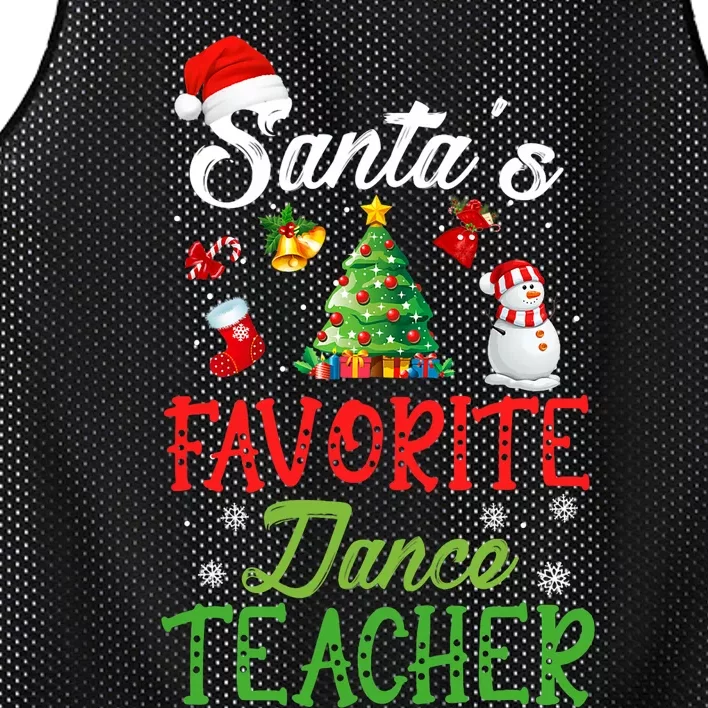 Santas Favorite Dance Teacher Funny Christmas Tree Santa Hat Mesh Reversible Basketball Jersey Tank