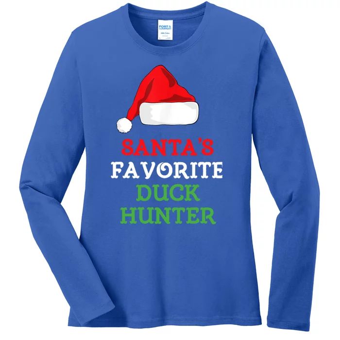 SantaS Favorite Duck Hunter Gift Christmas Funny Hunting Ladies Long Sleeve Shirt