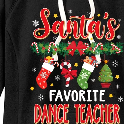 SantaS Favorite Dance Teacher Santa Hat Xmas Women's Fleece Hoodie