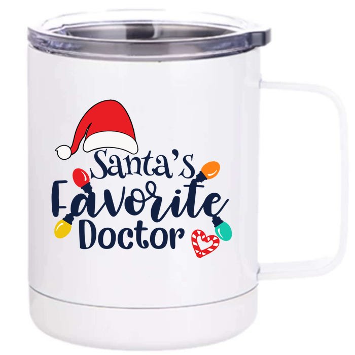 SantaS Favorite Doctor Nurse Costume Christmas 2020 Cute Gift Front & Back 12oz Stainless Steel Tumbler Cup