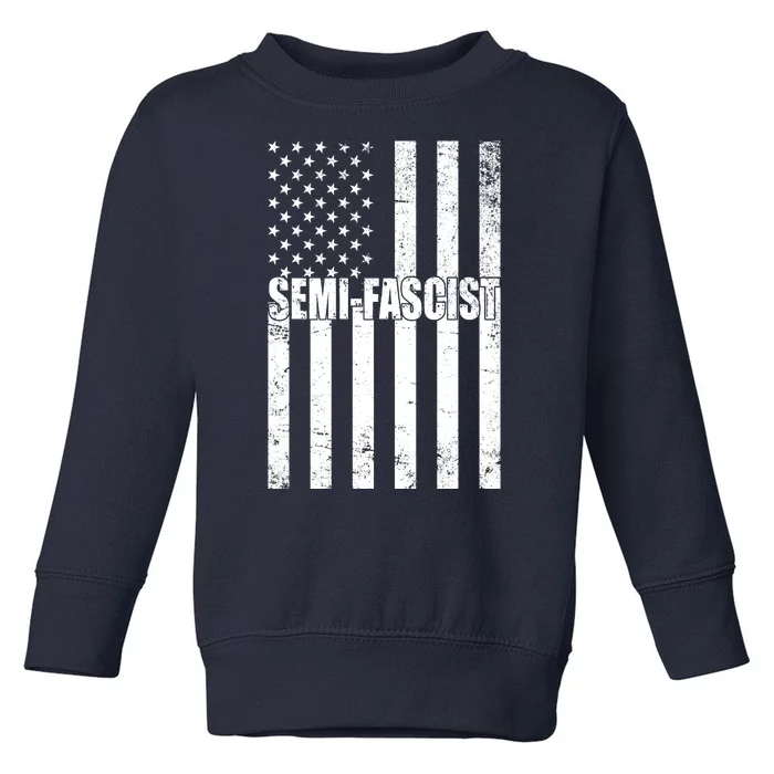 Semi Fascist Distressed USA American Flag Toddler Sweatshirt