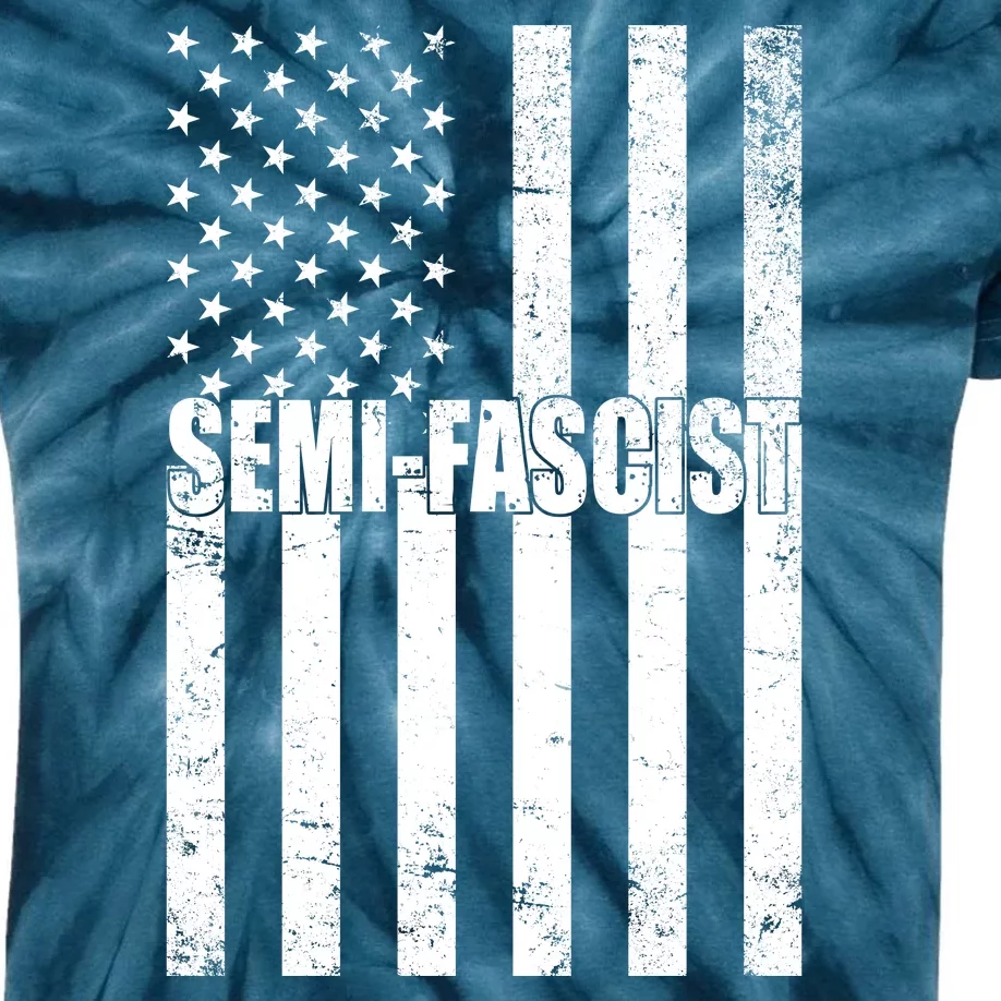 Semi Fascist Distressed USA American Flag Kids Tie-Dye T-Shirt