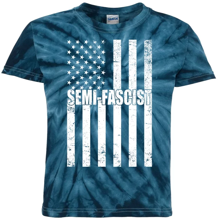 Semi Fascist Distressed USA American Flag Kids Tie-Dye T-Shirt