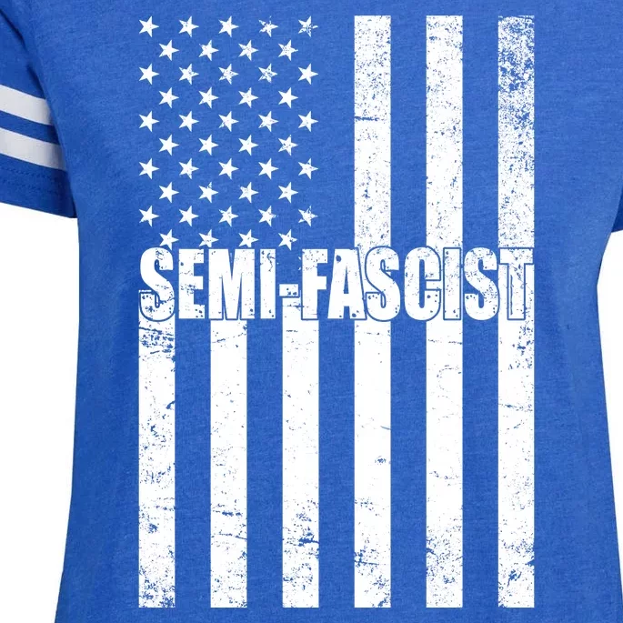 Semi Fascist Distressed USA American Flag Enza Ladies Jersey Football T-Shirt