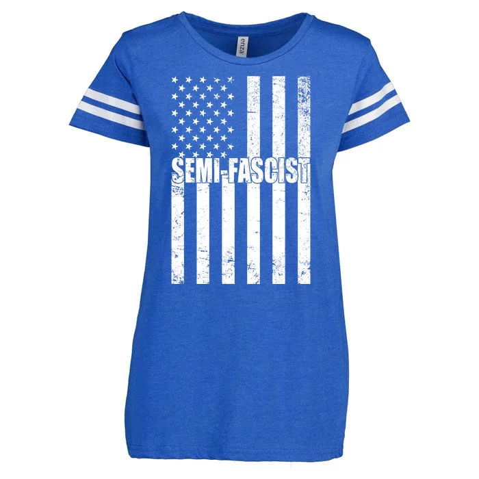 Semi Fascist Distressed USA American Flag Enza Ladies Jersey Football T-Shirt