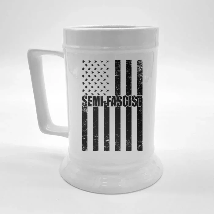 Semi Fascist Distressed USA American Flag Front & Back Beer Stein