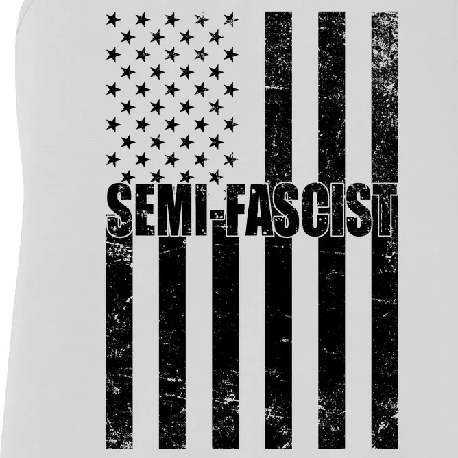 Semi Fascist Distressed USA American Flag Women's Racerback Tank