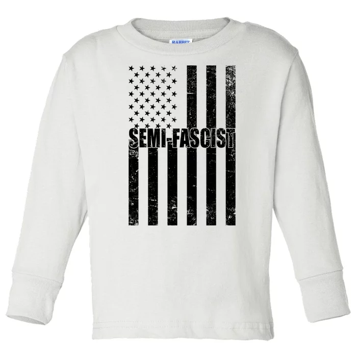 Semi Fascist Distressed USA American Flag Toddler Long Sleeve Shirt