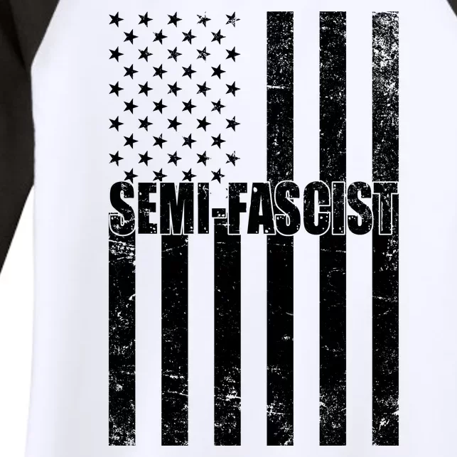 Semi Fascist Distressed USA American Flag Women's Tri-Blend 3/4-Sleeve Raglan Shirt