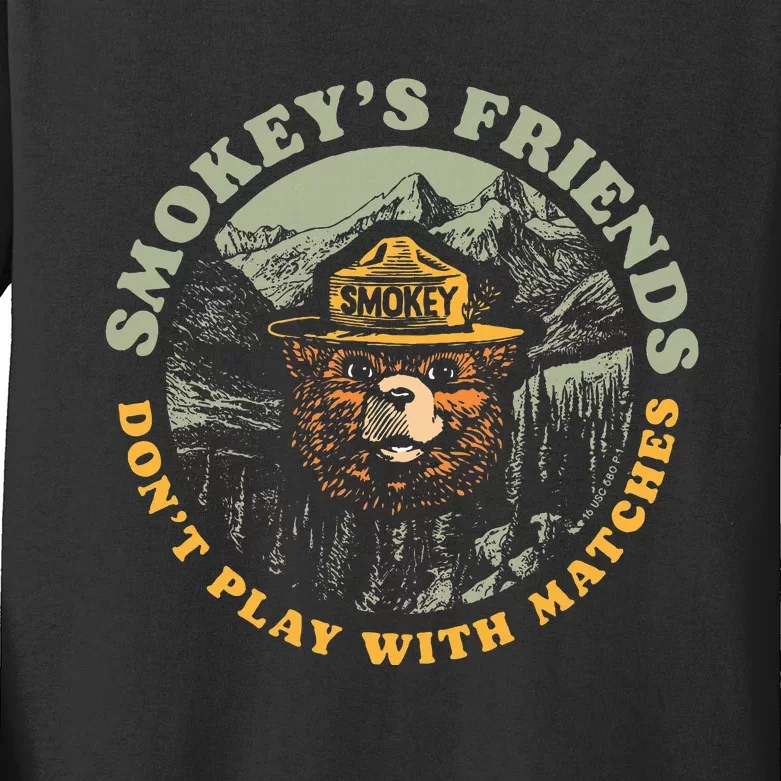 Smokeys Friends Dont Play With Matches Kids Long Sleeve Shirt