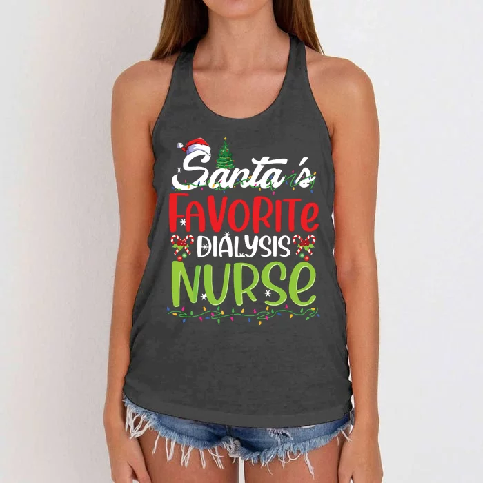 SantaS Favorite Dialysis Nurse Christmas Santa Hat Holiday Women's Knotted Racerback Tank