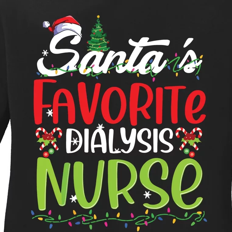 SantaS Favorite Dialysis Nurse Christmas Santa Hat Holiday Ladies Long Sleeve Shirt