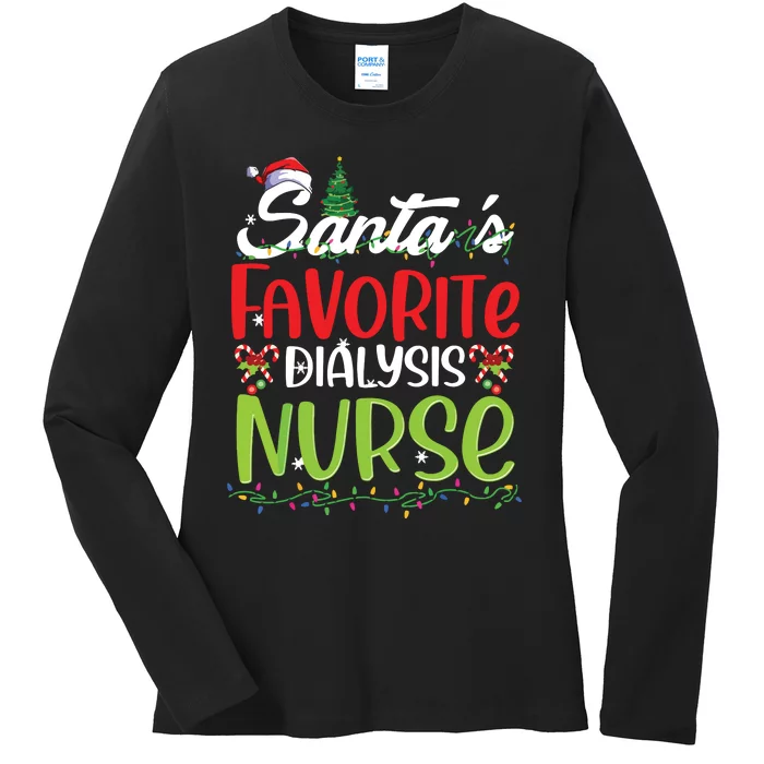 SantaS Favorite Dialysis Nurse Christmas Santa Hat Holiday Ladies Long Sleeve Shirt