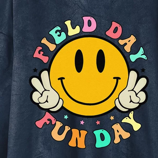 School Field Day Fun Smile Face Field Day 2024 Teacher Hooded Wearable Blanket