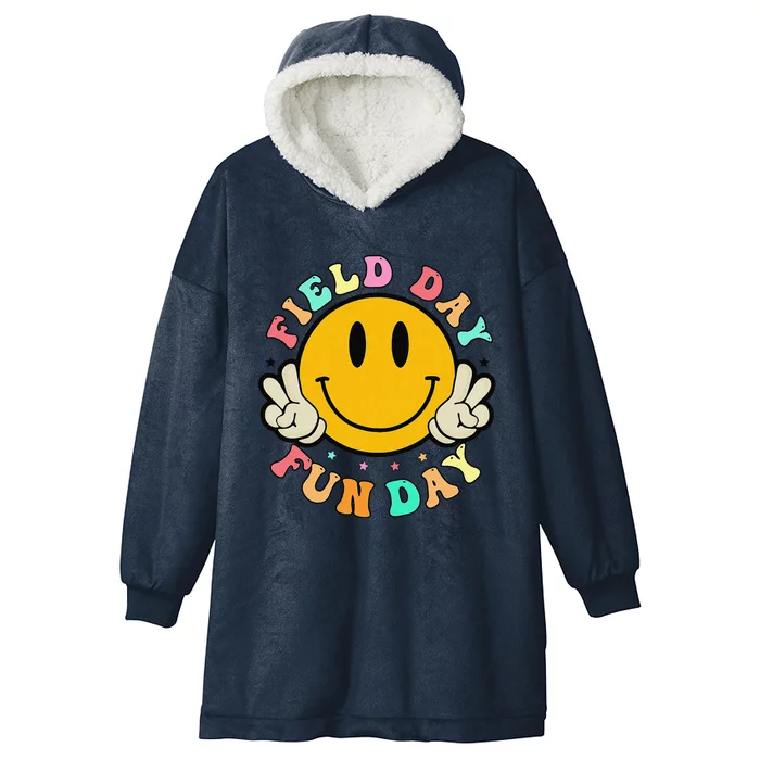 School Field Day Fun Smile Face Field Day 2024 Teacher Hooded Wearable Blanket