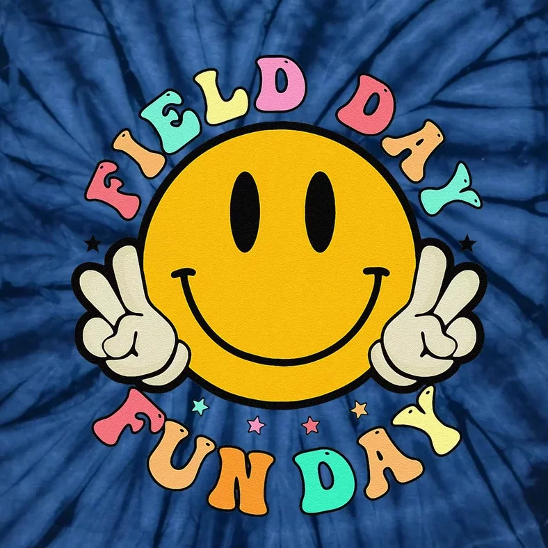 School Field Day Fun Smile Face Field Day 2024 Teacher Tie-Dye T-Shirt