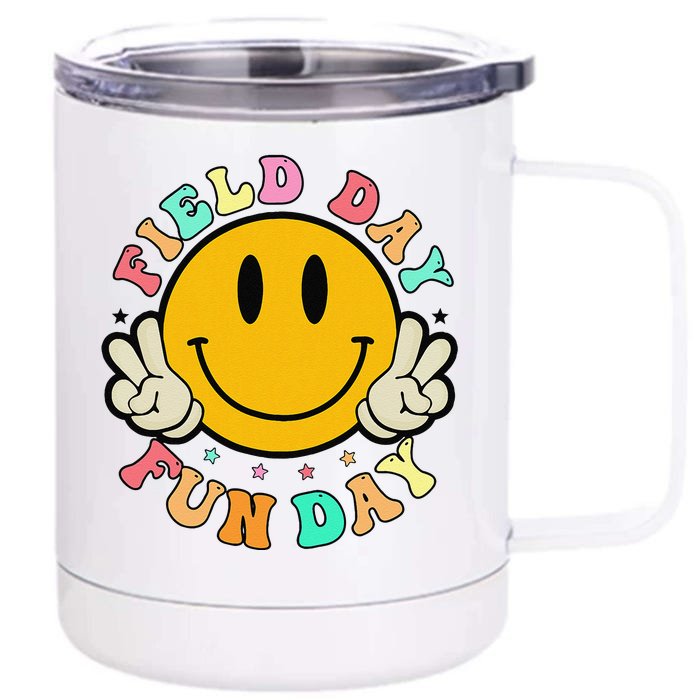 School Field Day Fun Smile Face Field Day 2024 Teacher Front & Back 12oz Stainless Steel Tumbler Cup