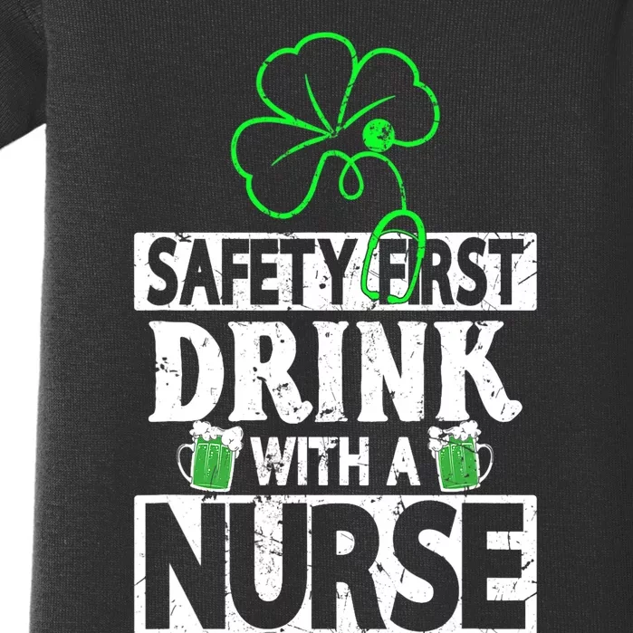 Safety First Drink With A Nurse Shenanigan Clover Irishman Baby Bodysuit