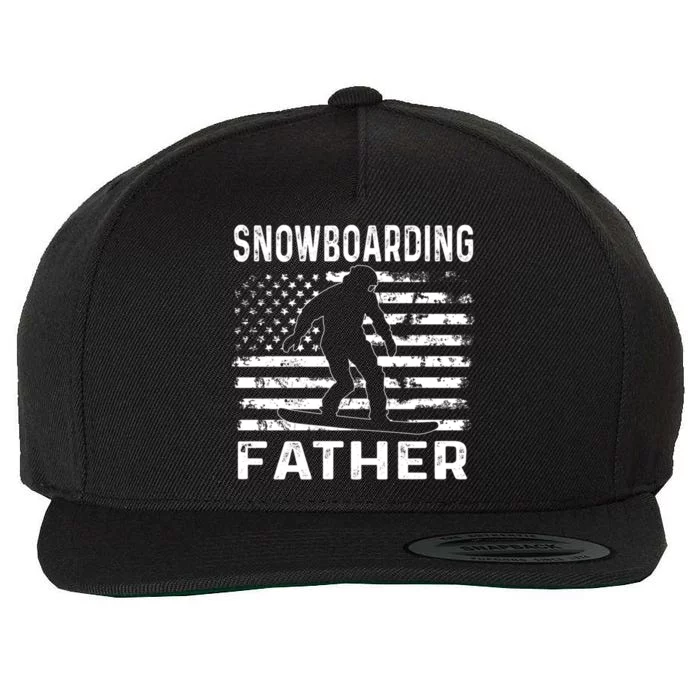 Snowboarding Father Dad Usa Flag 4th Of July Gift Wool Snapback Cap