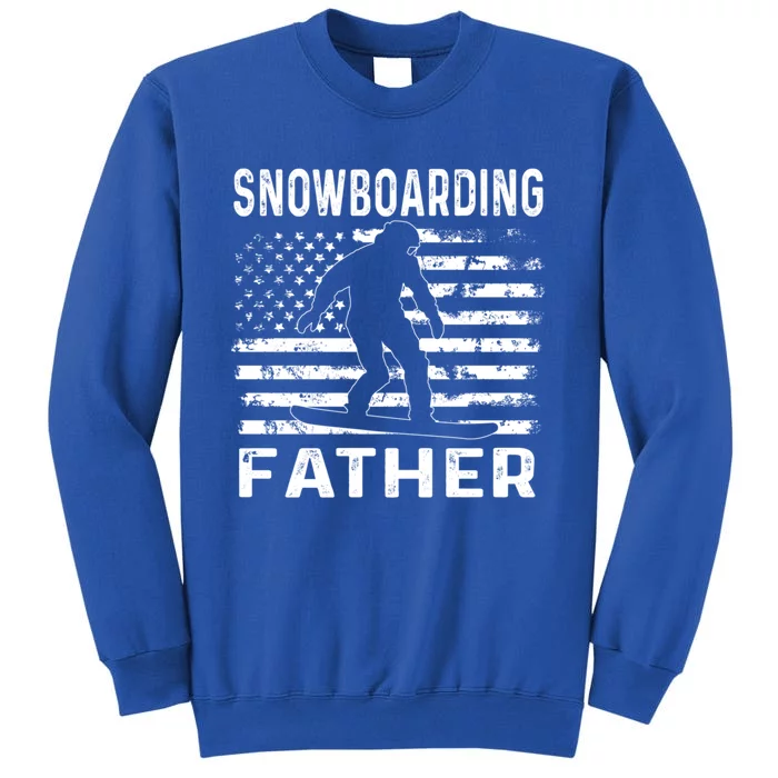 Snowboarding Father Dad Usa Flag 4th Of July Gift Tall Sweatshirt