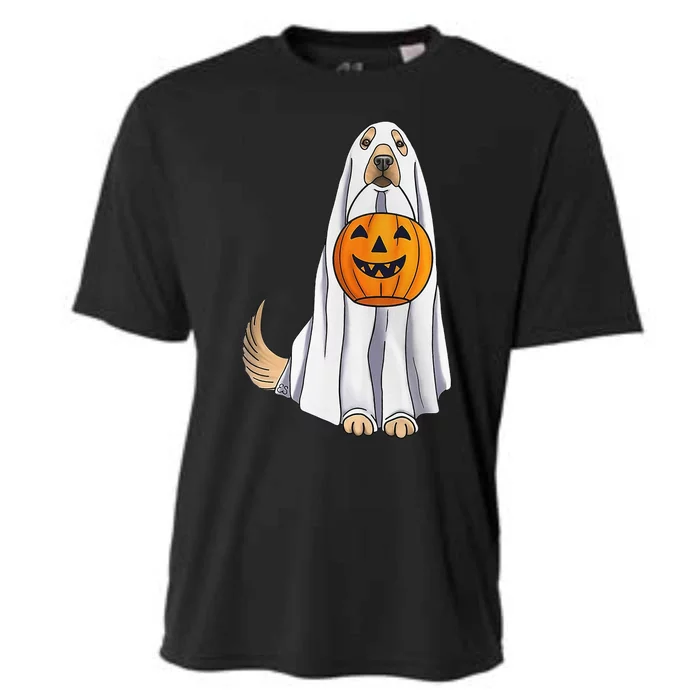 Spooky Fall Decor Golden Retriever Ghost Pumpkin Cooling Performance Crew T-Shirt