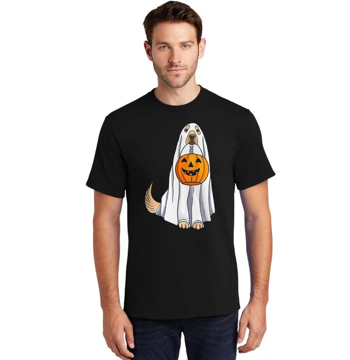 Spooky Fall Decor Golden Retriever Ghost Pumpkin Tall T-Shirt