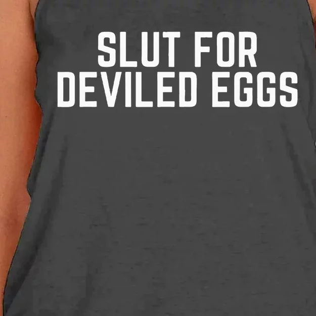 Slut For Deviled Eggs Funny Gag Gift Women's Knotted Racerback Tank