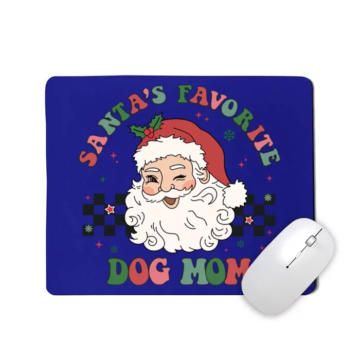 SantaS Favorite Dog Mom Retro Groovy Paws Christmas Santa Funny Gift Mousepad