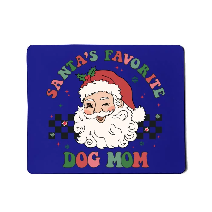 SantaS Favorite Dog Mom Retro Groovy Paws Christmas Santa Funny Gift Mousepad