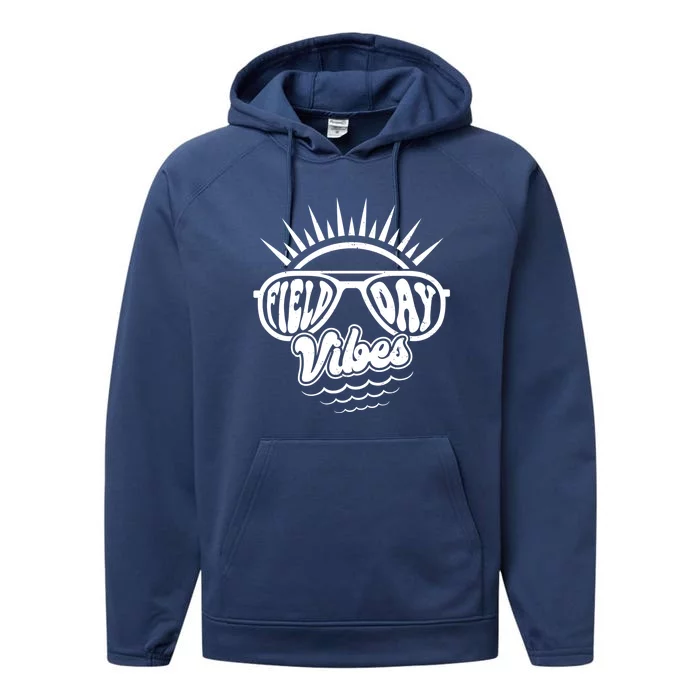 Sunrise Field Day Vibes Last Day Of School Field Day Teacher Gift Performance Fleece Hoodie