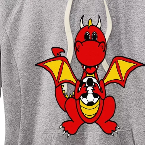 Southerndesigntees Funny Dragon Playing Soccer Women's Fleece Hoodie