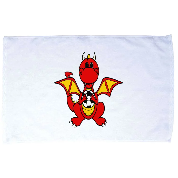 Southerndesigntees Funny Dragon Playing Soccer Microfiber Hand Towel