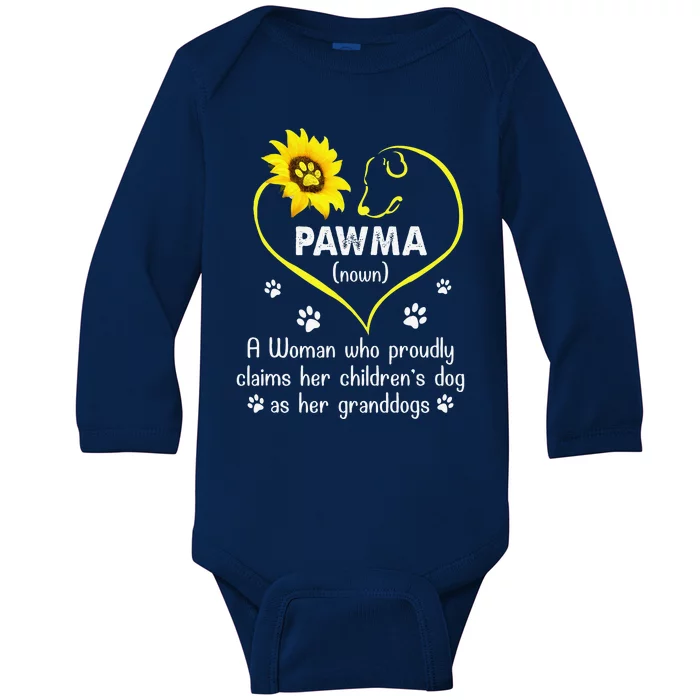 Sunflower Funny Dog Lover Pawma Mothers Day Baby Long Sleeve Bodysuit