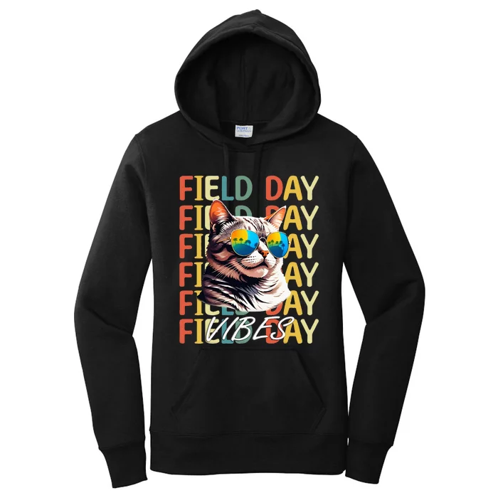 School Field Day Vibes Summer 2024 Cat Teachers Women's Pullover Hoodie