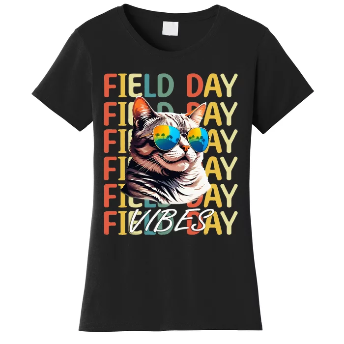 School Field Day Vibes Summer 2024 Cat Teachers Women's T-Shirt