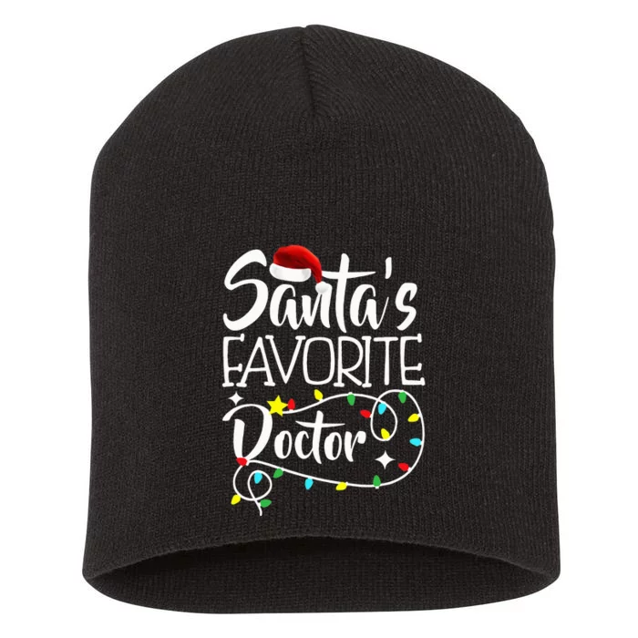 Santa's Favorite Doctor Christmas lights Santa Gifts Xmas Short Acrylic Beanie